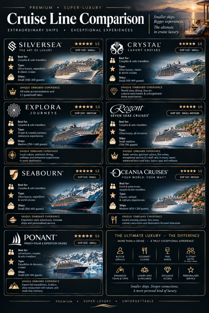 Cruise comparison chart - for ultra luxury small ships 